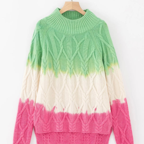 ALEGER No 68 Cashmere Blend Mid Length Cable Sweater - CANDY APPLE