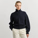 TOORALLIE - Grid Knit Zip Through Knit - FRENCH NAVY