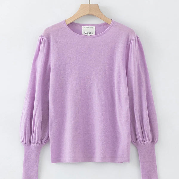ALEGER No 33 Cashmere Blend Bell Sleeve Crew - ORCHID