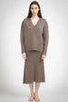 ALEGER No 84 Cashmere Blend Oversized V Neck - Almond