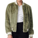 ENA PELLY FAUX FUR BOMBER JACKET - GREEN -  (Vintage)