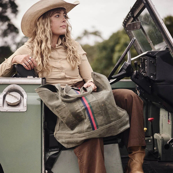 PONY RIDER - Escapee Large Canvas Tote Bag - KHAKI