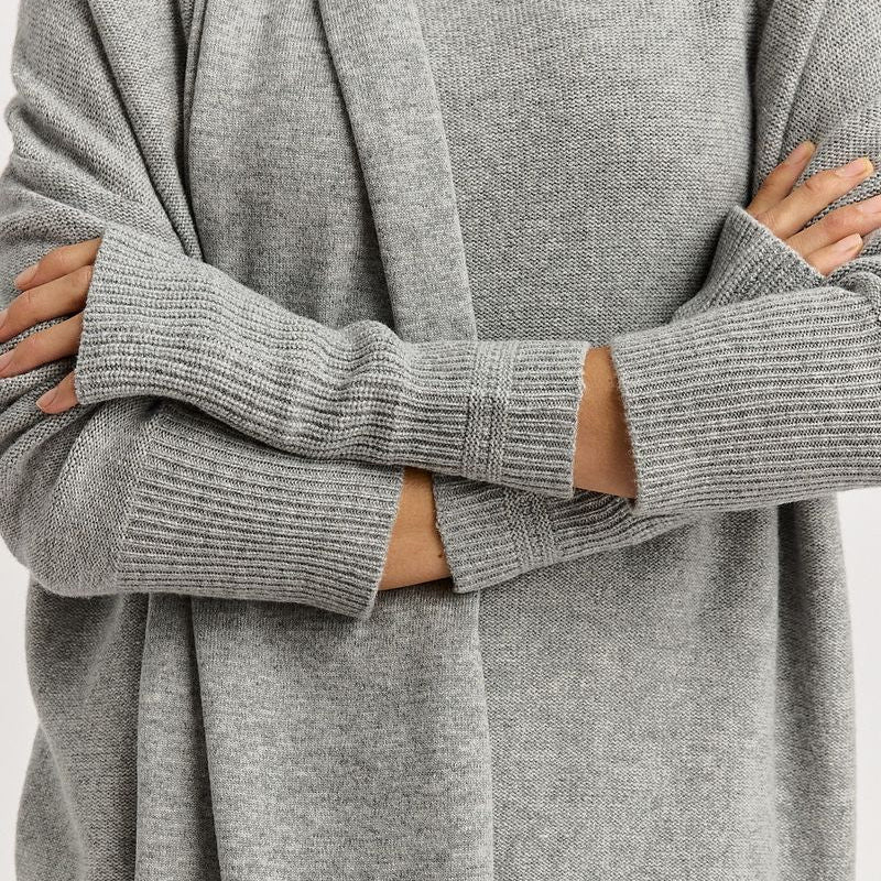 TOORALLIE - Fine Rib Open Merino Mitten - LIGHT ASH