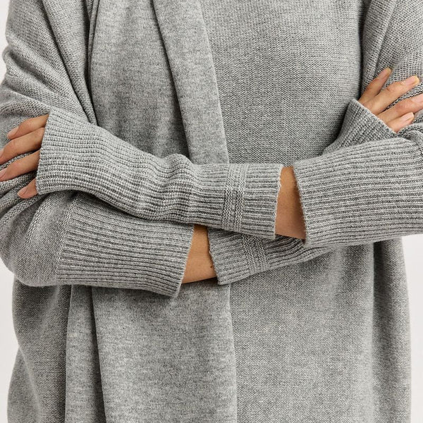 TOORALLIE - Fine Rib Open Merino Mitten - LIGHT ASH