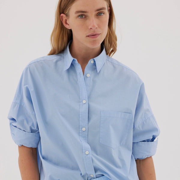 LMND - Chiara L/S Shirt - Cotton Poplin - POWDER BLUE