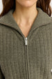 TOORALLIE - Grid Knit Zip Through Knit - KALE