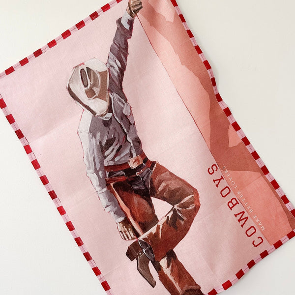 WHITNEY SPICER - Linen Tea Towel - COWBOY LOVER