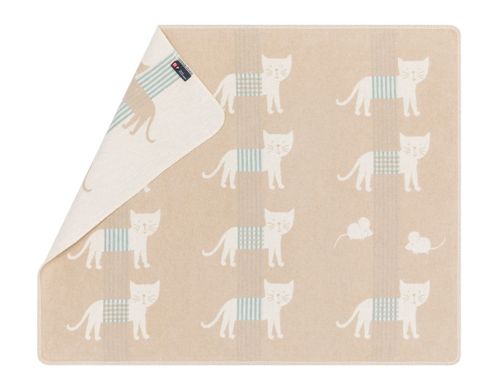 DAVID FUSSENEGGER - JUWEL- ECRU CATS allover Bassinet Blanket
