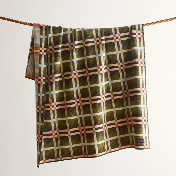 PENDLETON -FOUR SQUARE THROW - Slide Mountain OLIVE