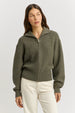 TOORALLIE - Grid Knit Zip Through Knit - KALE