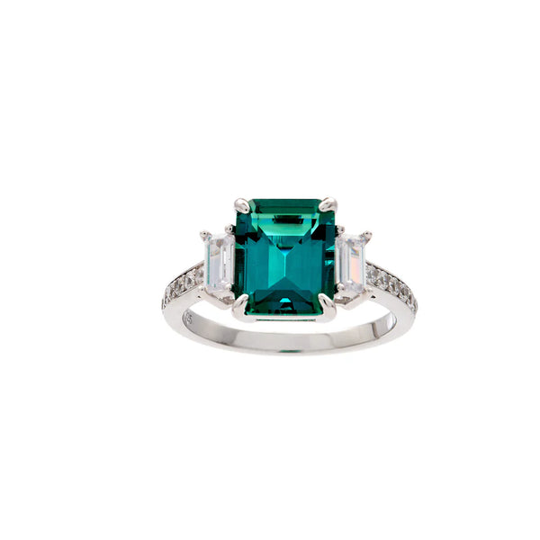 SYBELLA JEWELLERY - SASHA GREEN AND CLEAR BAGUETTE CZ RING