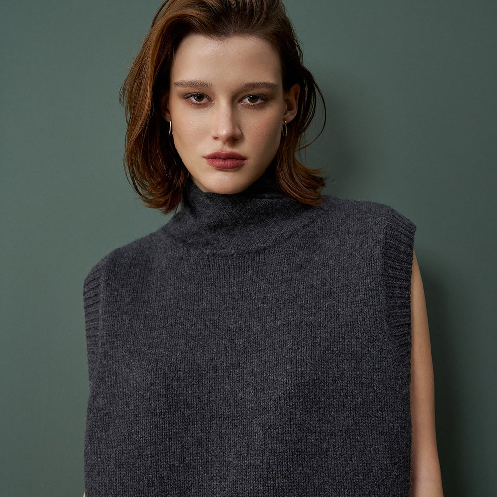 ALETE Threads - TWISTED COLLAR VEST - Dark Marl Grey