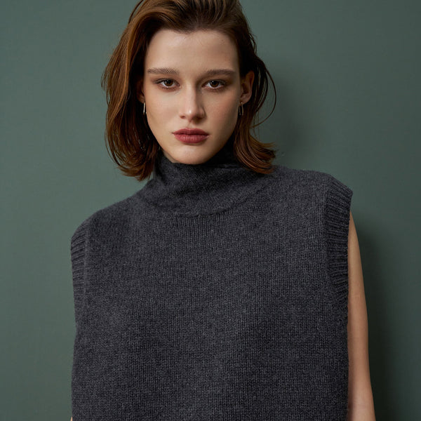 ALETE Threads - TWISTED COLLAR VEST - Dark Marl Grey