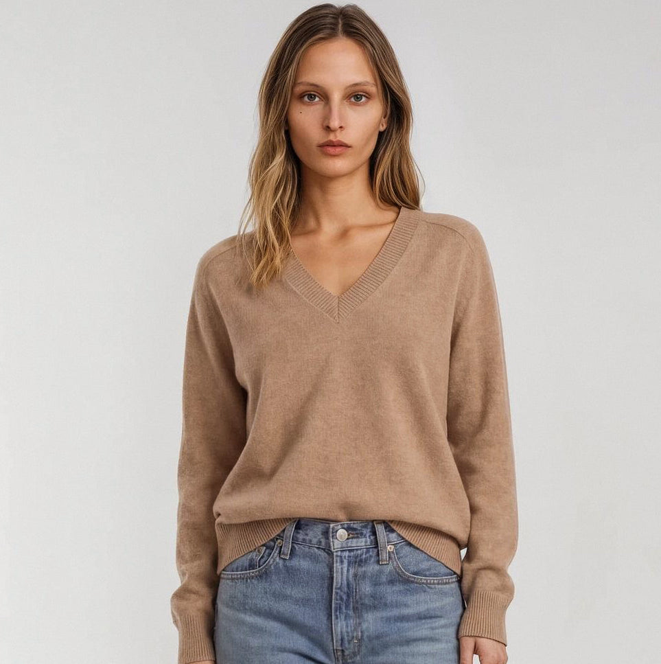 ALETE Threads - TREVI V - NECK SWEATER - Argan