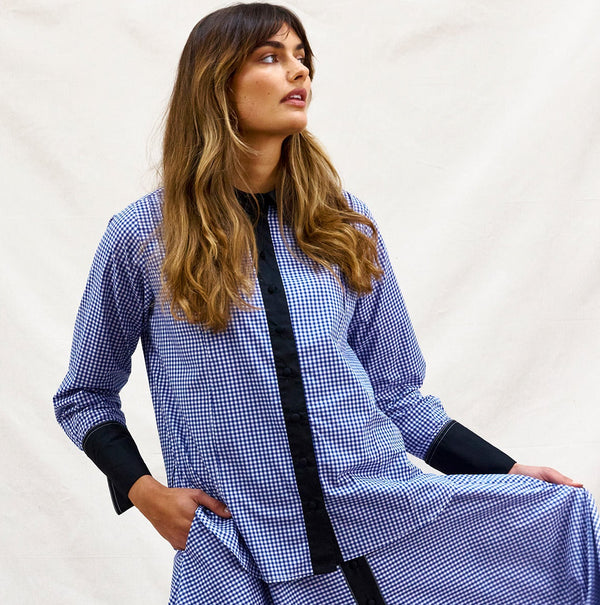 BINNY - " WHISTLER " -  100% Cotton Yarndye Gingham Shirt with cuff & hem details.