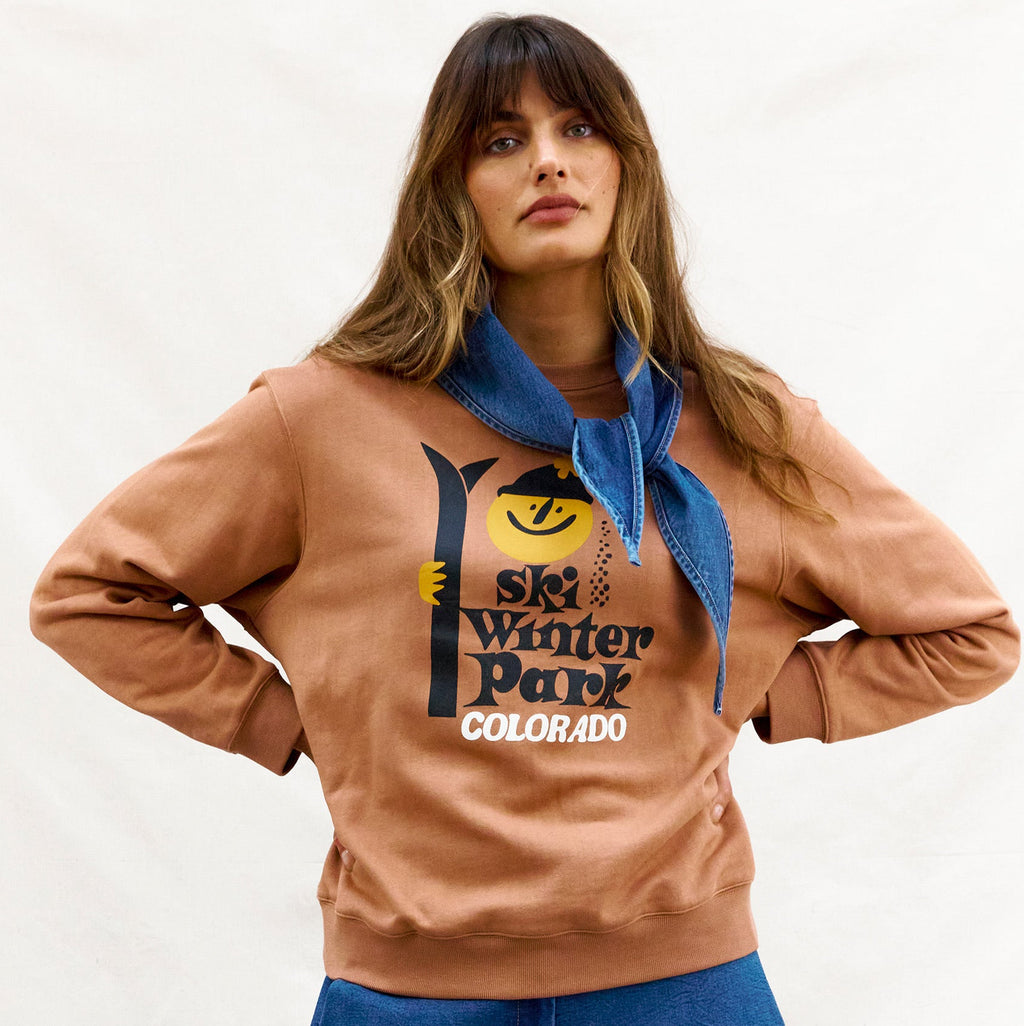 BINNY - " LET'S GO COLORADO " - 100% Cotton 350 GSM Fleece Windcheater - BROWN