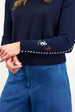 BINNY - " JACKSON HOLE  " - Cotton/Cashmere Crewneck Sweater -NAVY