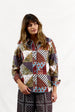 BINNY - " MONT CLARE with PIERRE "-Patchwork Print Shirt with piping detail, removable contrast neck tie.