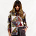BINNY - " MONT CLARE with PIERRE "-Patchwork Print Shirt with piping detail, removable contrast neck tie.