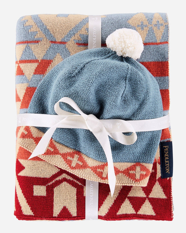 PENDLETON - Organic Cotton Knit Baby Blanket With Beanie CANYONLANDS