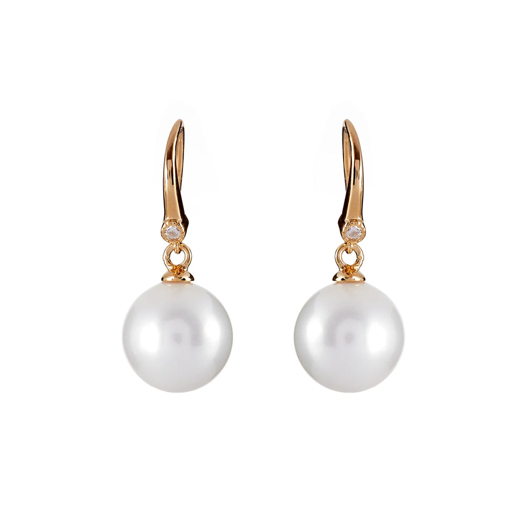 SYBELLA JEWELLERY - NINA WHITE PEARL EARRING ON YELLOW GOLD HOOK