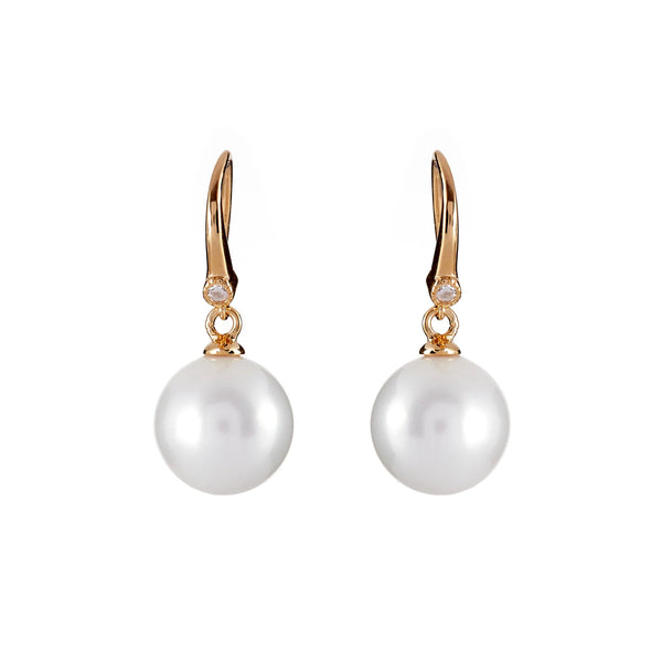 SYBELLA JEWELLERY - NINA WHITE PEARL EARRING ON YELLOW GOLD HOOK