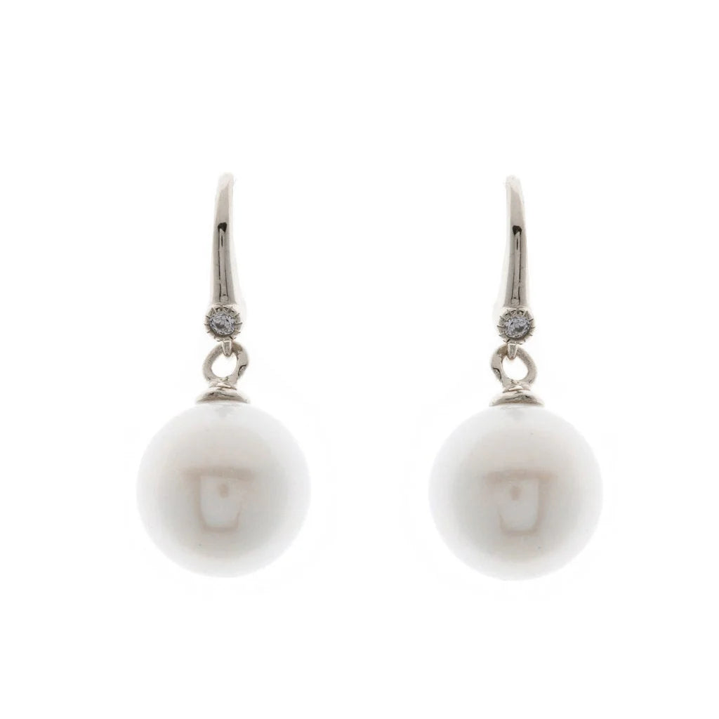 SYBELLA JEWELLERY - NINA WHITE PEARL EARRING ON SILVER HOOK