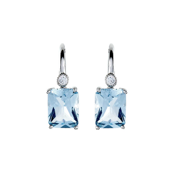 SYBELLA JEWELLERY - CAMILLA BAGUETTE BLUE SILVER HOOK EARRINGS