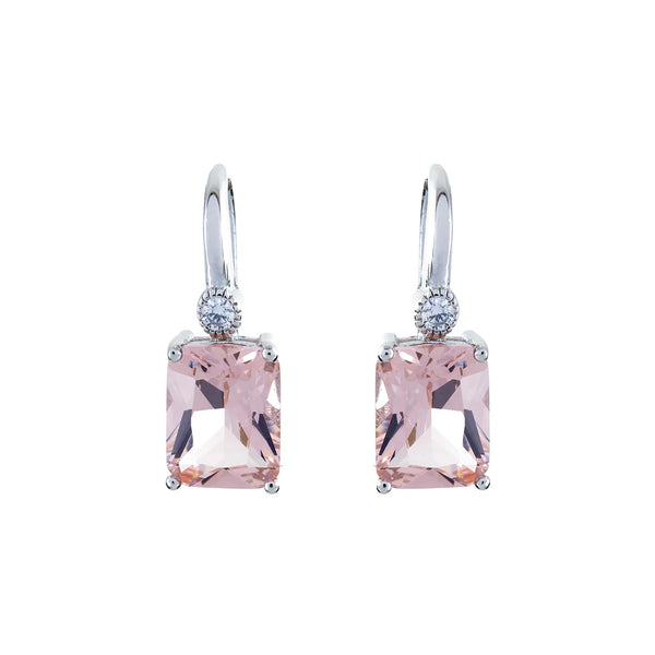 SYBELLA JEWELLERY - CAMILLA BAGUETTE PINK SILVER HOOK EARRINGS
