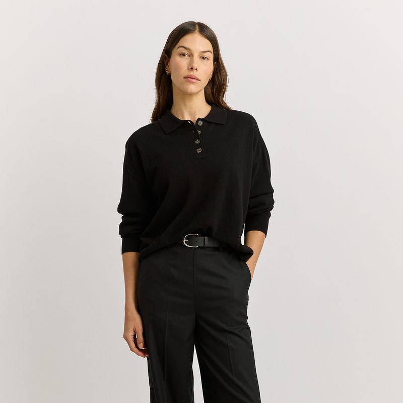 TOORALLIE - Fine Jersey Polo - BLACK