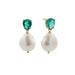 SYBELLA JEWELLERY - FELICITY AQUA BLUE TEAR DROP CZ & FRESHWATER PEARL DROP EARRINGS