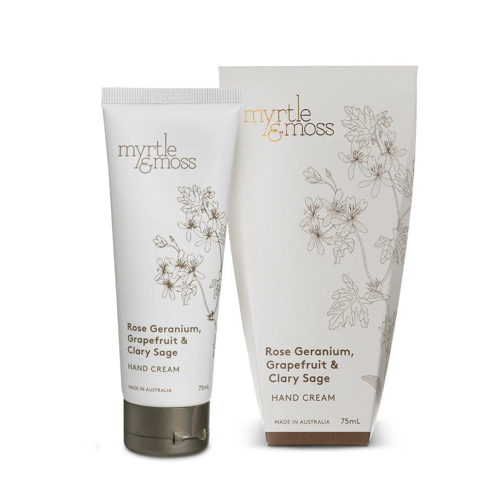 MYRTLE & MOSS - Hand Cream - ROSE GERANIUM GRAPEFRUIT & CLARY SAGE