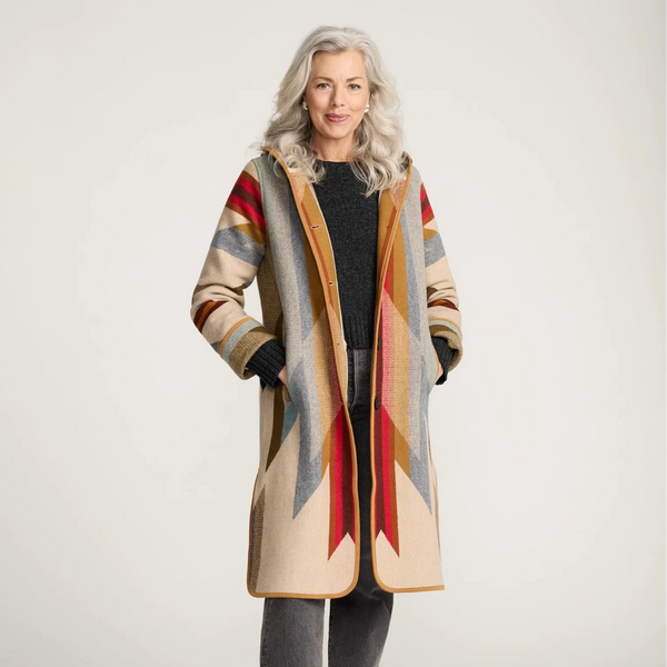PENDLETON - HOODED JACQUARD COAT - Wyeth Trail TAN