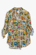 HUT CLOTHING - POSTCARD PRINT Boyfriend Linen Shirt