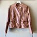 MASSIMO DUTTI Vintage Leather Jacket Tan with Gold Trim - Size Large