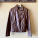 MASSIMO DUTTI Vintage Leather Jacket   Brown with Gold trim  - Size Large