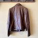 MASSIMO DUTTI Vintage Leather Jacket   Brown with Gold trim  - Size Large