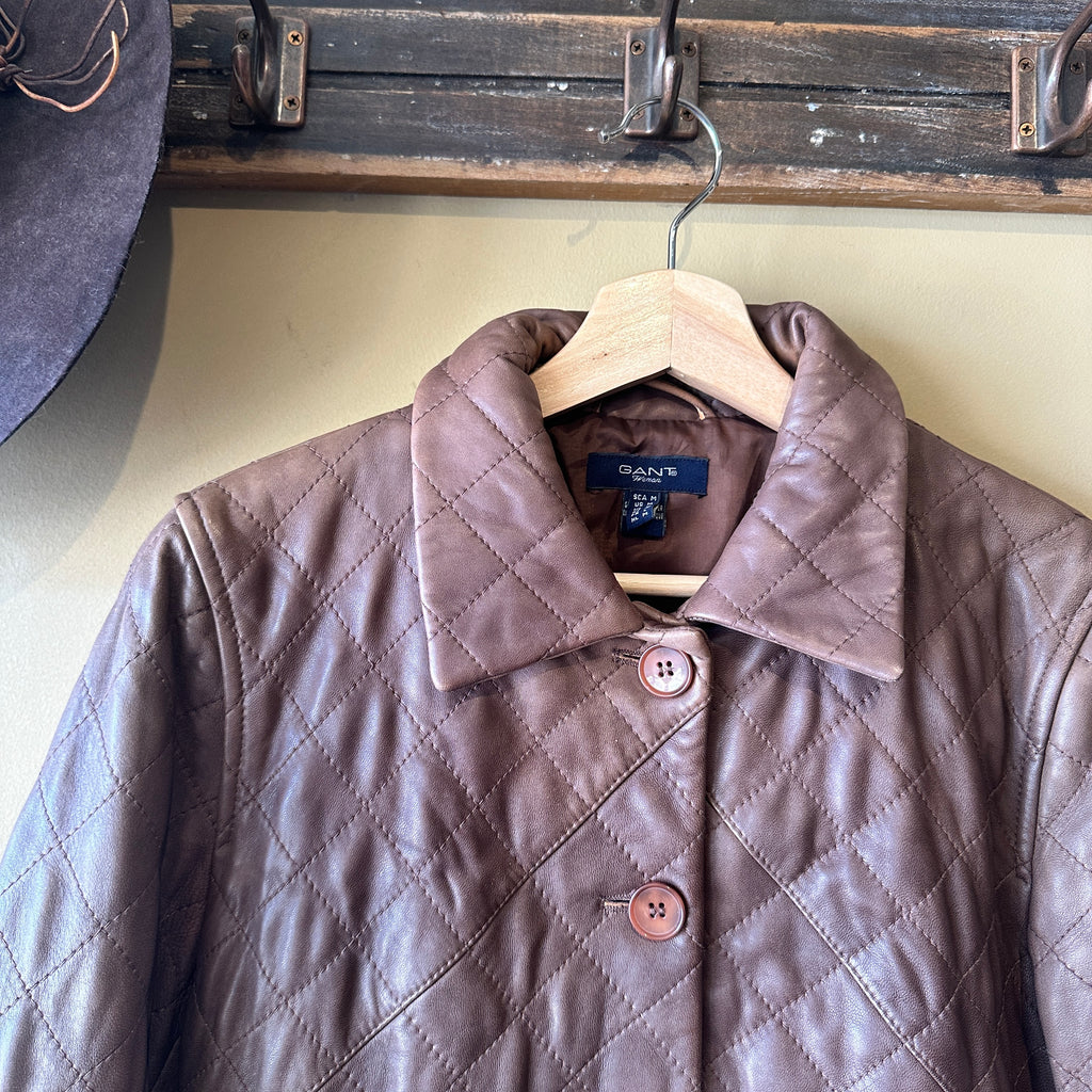 GANT Vintage  Quilted Brown Leather Jacket - S/M