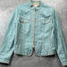 Sonia Bogner Vintage 2000s Aqua Blue Lamb Whipstitch Trim Leather Jacket Size 14