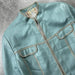 Sonia Bogner Vintage 2000s Aqua Blue Lamb Whipstitch Trim Leather Jacket Size 14