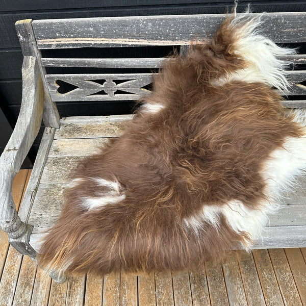 ICELANDIC SHEEPSKIN RUG - White & Brown Spot #20