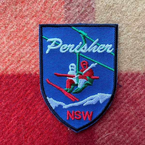 DESTINATION X UNKNOWN Vintage Ski Patch - PERISHER Double Chair NSW