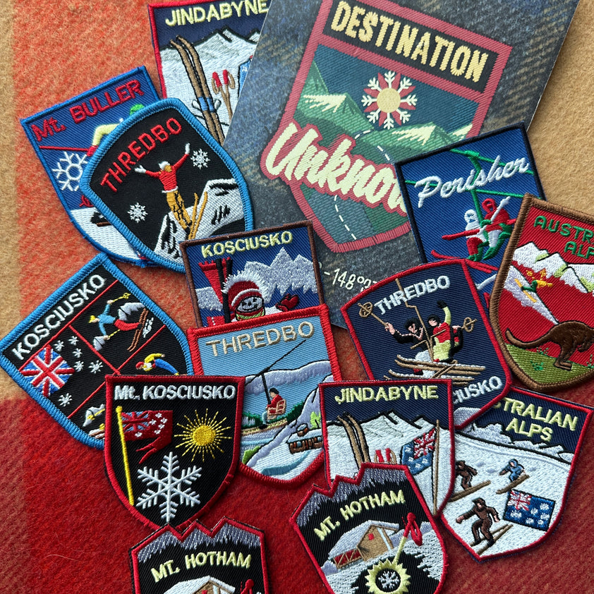 DESTINATION X UNKNOWN Vintage Ski Patch JINDABYNE Design & Detail