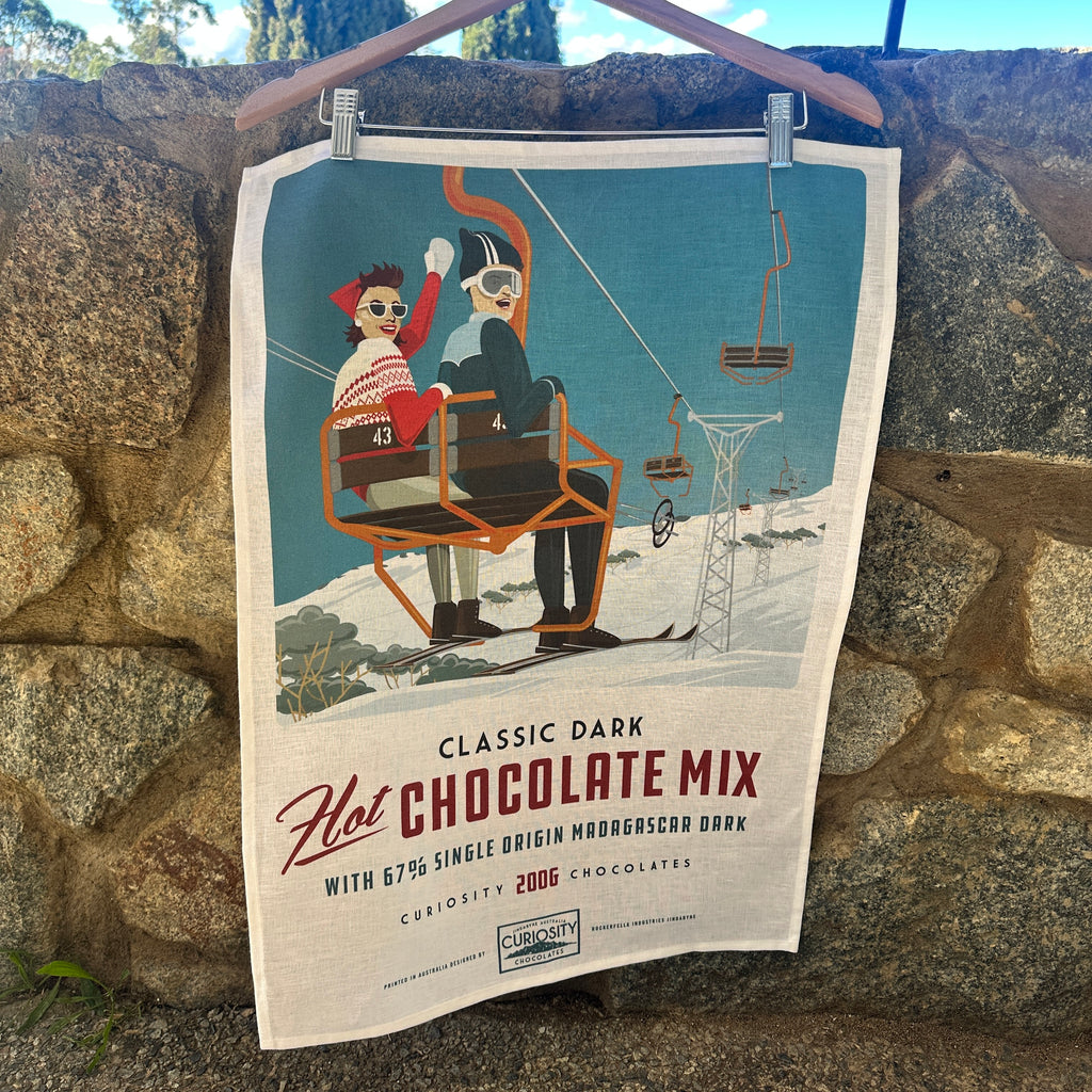 CURIOSITY CHOCOLATES - CHAIRLIFT Linen Tea Towel