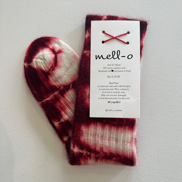 Mell-o CASHMERE Tie Dye Sock THE BRIGHTS-  ROSEWOOD