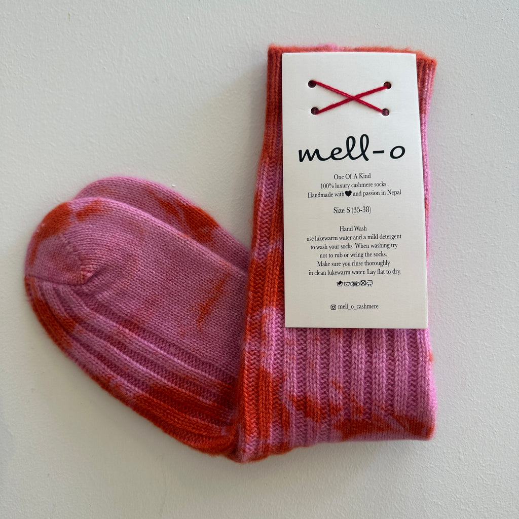 Mell-o CASHMERE Tie Dye Sock TWO WAY -  ORANGE/PINK