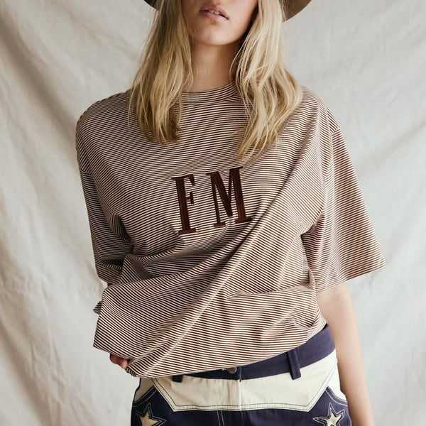 WHITNEY SPICER - Oversize Stripe Tee - CHOC/CREAM