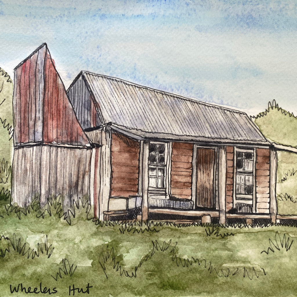 " WHEELERS HUT " Art Print by Belinda Allen