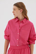 LMND - Chiara L/S Shirt - Cotton Poplin - RASPBERRY