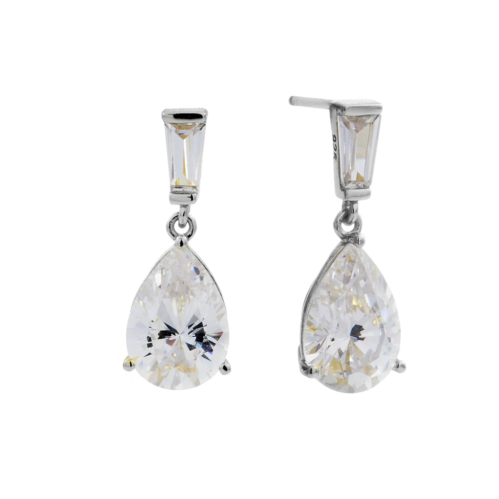 SYBELLA JEWELLERY - LOUISE SILVER TEAR DROP CUBIC ZIRCONIA DRESS EARRINGS